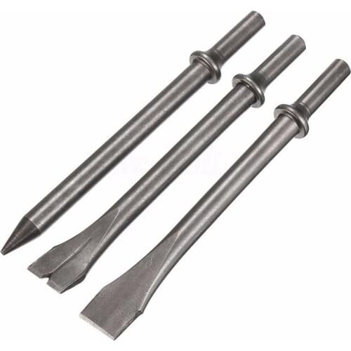 3 Pcs 7 inch Length Air Hammer Punch Chipping Chisel Long Bit Set Round Bar Tool