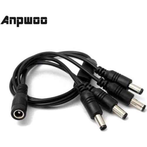 ANPWOO 5PCS 12V DC Terminals CCTV Security Camera 2.1mm 1 to 4 Port Power Splitter Cable Electrical Accessories cable