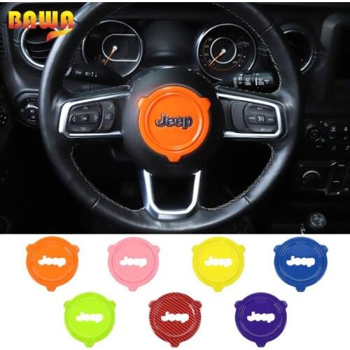 BAWA ABS Car Decoration for Jeep Wrangler Car Steering Wheel Decoration Cover Sticker Accessories for Jeep JL 2018 up