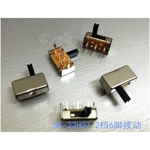 Free shipping 10PCS SK-22H07 6mm High Side Toggle switch 2P2T 2 Position Slide Switch 6 Pin DC 50V 0.3A SK22H07 best quality