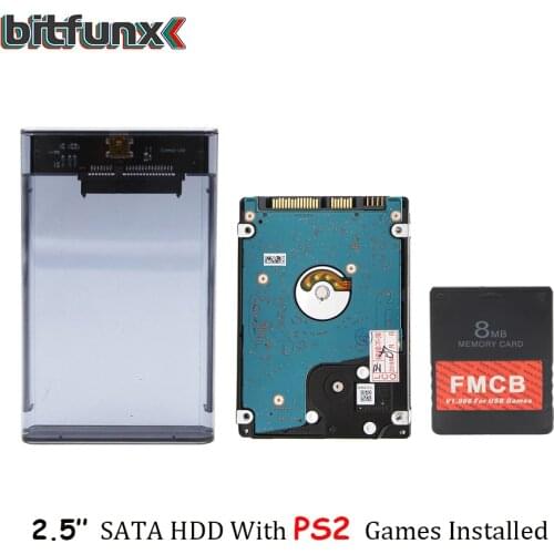 Bitfunx PS2 FMCB Card for USB games+2.5'SATA HDD Hard Disk Drive with PS2 games in Hard Disk Case USB3.0