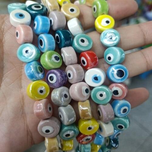 20pcs Mix Color 10mm Round Eye Ceramic Beads For Jewelry Making Loose Spacer Ceramics Bead DIY Bracelet Necklace Charm Gifts