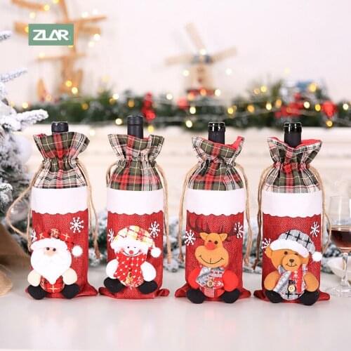 Christmas Wine Bottle Cover Merry Christmas Decorations For Home 2021 Christmas Ornament New Year 2022 Xmas Navidad Gifts