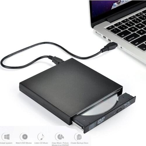 Black Slim External USB 2.0 Enclosure Case for 12.7mm SATA CD DVD Burner Optical Drive For MAC Linux and Windows 7/8/10