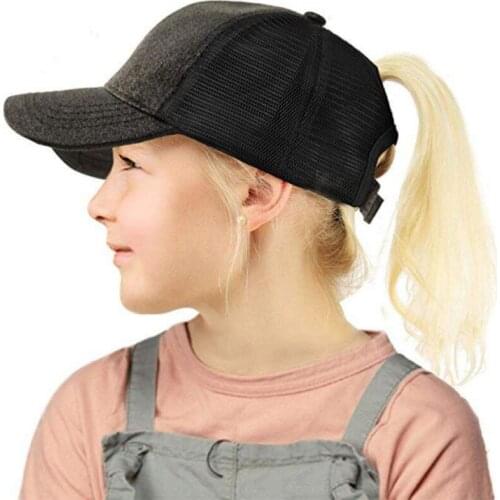 Kids Ponytail Mesh Hat Outdoor Sports Baseball Cap Running Camping Hiking Sun Hat Child Messy Bundle Ponytail Cap