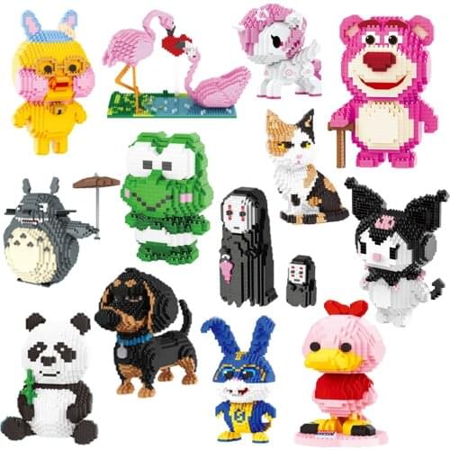 Dinosaur Neighbor Totoro Yoshi unicorn dog cat panda Toy Diamond Building Block Brick Childrens Toy kids gift set