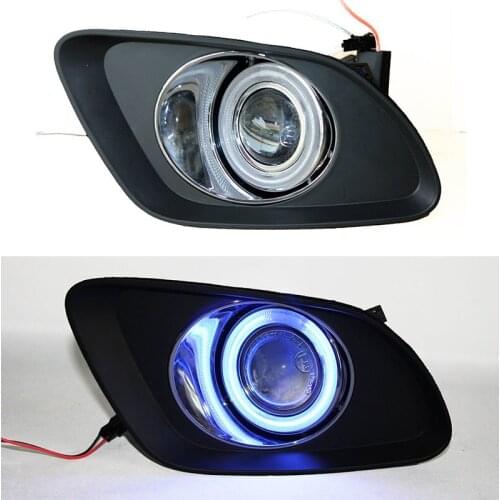 Osmrk LED DRL daytime running light COB angel eye + E13 Projector lens + fog lamp cover for Geely Emgrand EC7-RV
