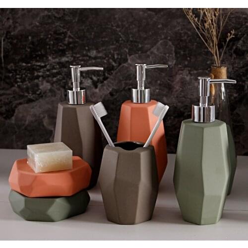 Ceramic Bathroom Accessories Ceramic Lotion Bottle/mouthwash Cup/soap Dish European Style Shower Gel Hand Soap Dispenser