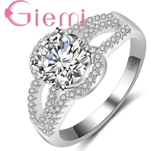 Classic Geometry Crystal Ring and CZ for Fashion Womens Wedding Ceremony Anniversary Gift
