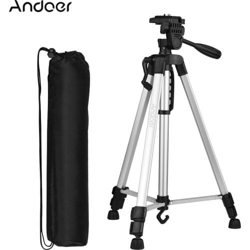Andoer Lightweight Photography Tripod Stand for phone AluminumAlloy with Carry Bag Phone Holder for Canon Sony Nikon DSLR Camera