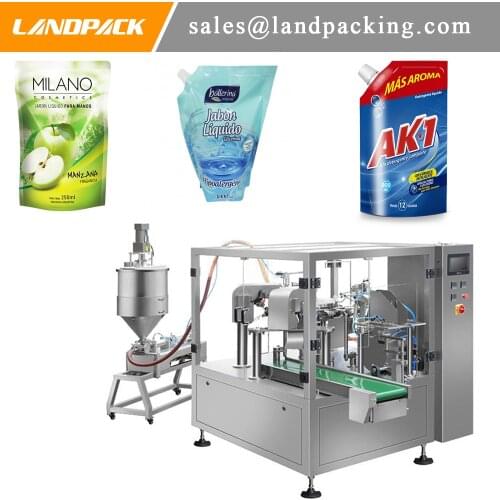 Multifunction Automatic Liquid Soap Cleaning Agent Doypack Bag Rotary Liquid Filling Machine