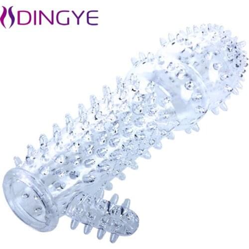 Dingye Reusable Condoms Crystal Cock Sleeves Penis Ring Sex Toys for Men