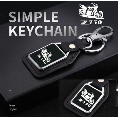 Motorcycle Creative mirror engraving leather metal keychain keyring for Kawasaki Z750 Z 750 2007-2012 2008 2009 2010 Accessories