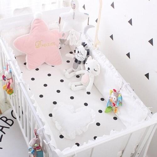 Soft Cotton Bed Bumper One-piece Crib Around Cushion Pillows Infant Cot Protector Detachable Zipper Baby Newborns Room Decor