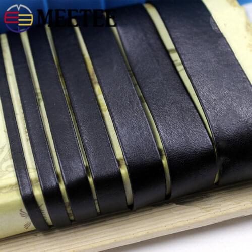 Meetee 5Meter 4-50mm Black Soft Flat Leather Cord String Rope DIY Necklace Bracelet Jewelry Making Clothes Bags Edge Accessories