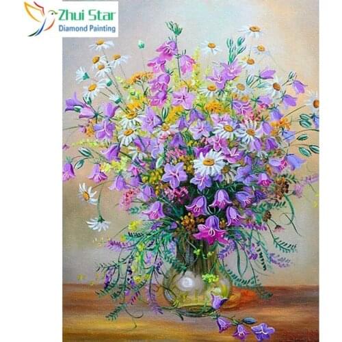 Zhui Star 5D DIY full Square drill Diamond painting Cross stitch Colorful flower Diamond embroidery Mosaic decor