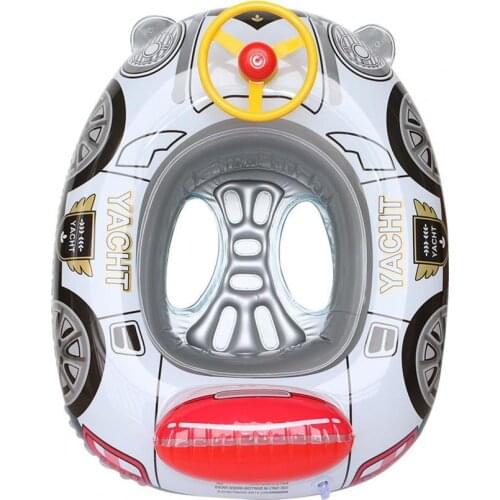 Inflatable Swim Ring Police Car Shape Easy to Clean PVC Skin-friendly Children Swimming Seat Ring for Kids Toddlers