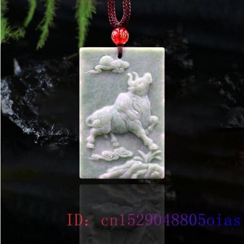 Jade Cattle Pendant Women Amulet Carved Charm Necklace Natural Chinese Jewelry Fashion Accessories Gifts Gemstone