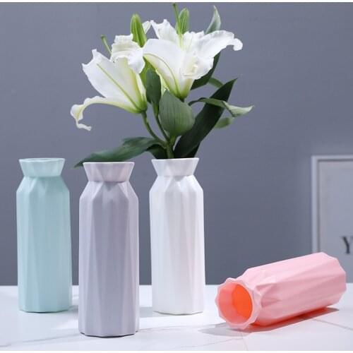 Plastic Vase Geometric Origami Flower Vase Imitation Ceramic Vase Flower Pot Flower Basket Decoration Home Nordic Decoration New