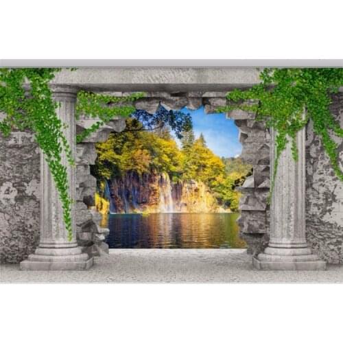 Custom wallpapers Roman column wall hole waterfall landscape 3D living room bedroom TV backdrop papel de parede 3d