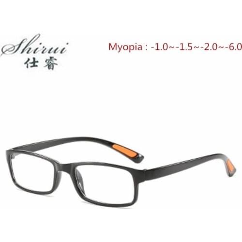 Retro Unisex Black Yellow Blue Full Frame TR90 Finished Myopia Glasses Fashion Student Short Sight Eyewear-1.0 -1.5 To -6.0