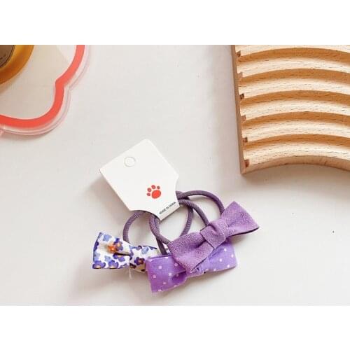 3PCS/Lot Baby Girls Bow Hair Bands Kawaii Headwear Cute Children Plaid Cloth Rubber Ropes Kids Hair Accessories