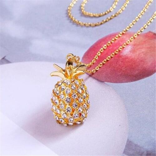 RONGQING 1pcs Coconut tree Flamingo pineapple Necklace Simple Crystal Pendant Necklace For Women Girls