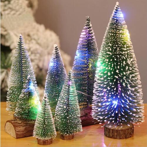 Home Christmas Decoration Snowflake Small Christmas Tree Mini Pine Needle Flocking Christmas Lantern Desktop Decoration Tree