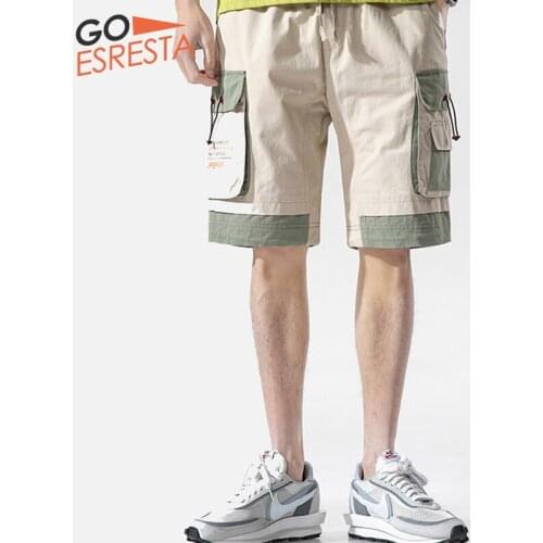 GOESRESTA Summer 2020 New Mens Shorts Loose Sports Cotton Casual Fashion Brand Trend Streetwear Multi-pocket Cargo Pants Men