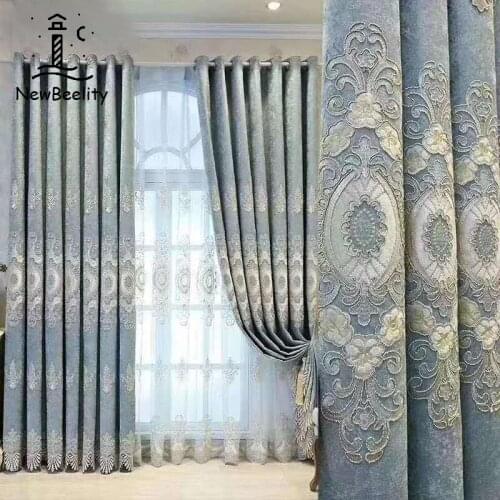 Nordic Hollow Embroidered Curtain Fabric Curtains for Living Room Bedroom Balcony Blackout Luxury Curtain