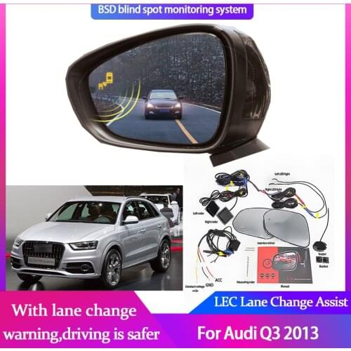 For Audi Q3 2013 BSA BSM BSD Blind Spot Monitoring System 24GHZ Millimeter Waves Radar Sensor Mirror LED Light Turn to Warning