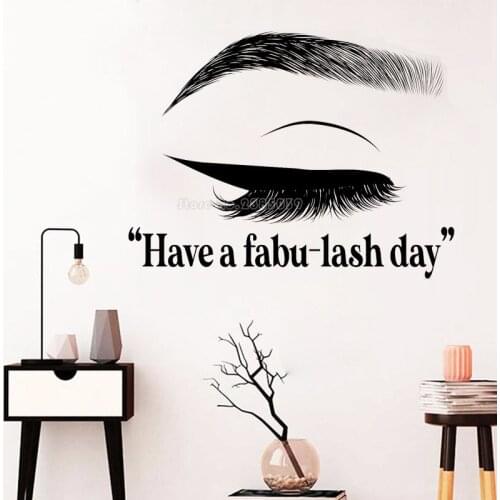 Have a fabulash day Lettering Wall Decals Lashes Studio Window Vinyl Sticker Beauty Salon Eyelashes Interior Decor Mural LL2674