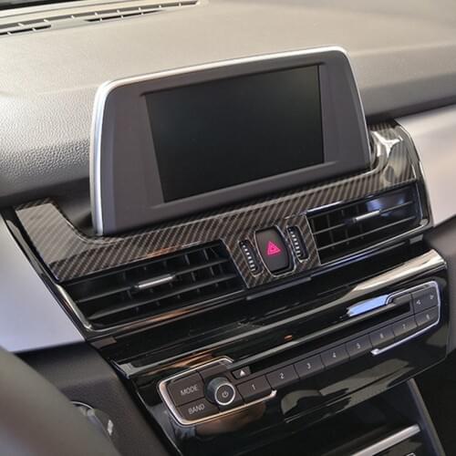 Carbon Fiber Color Navigation Screen Cover Trim Central Air Outlet Frame Decoration Decal For BMW 2 series Active Tourer F45 ABS