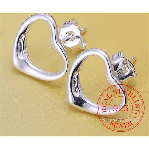 High Quality 925 Sterling Silver Women Jewelry Korean Silver Cute Love Heart Stud Earrings for Women 2020 Wedding Party Gift aaa