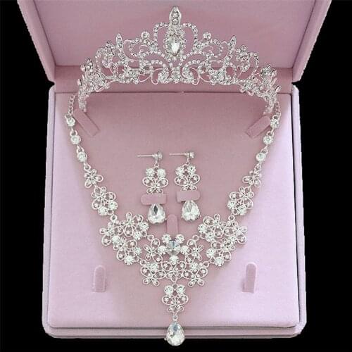 Bride Jewelry Sets Tiara Crowns Necklaces Earrings set Women Prom Pageant Wedding Necklaces/Earrings sets Jewelry Accessories