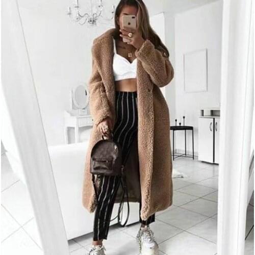 Ladies Casual Loose Solid Color Long Warm Teddy Coat Ladies Retro Large Size Thick Faux Fur Fashion Coat In Autumn and Winter