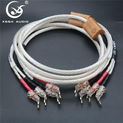1 pair 1.5m 2m 2.5m XSSH audio YIVO High purity 8N copper Silver Plated 16AWG x 8 core Speaker Cable Banana Plug Cord Line Wire