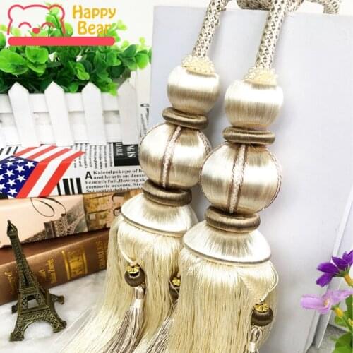 1 pair Luxury Home Decoration Curtain Cips tieback Accessories Hanging Belt Ball Curtains Strap Tassel Curtain Tieback Buckle