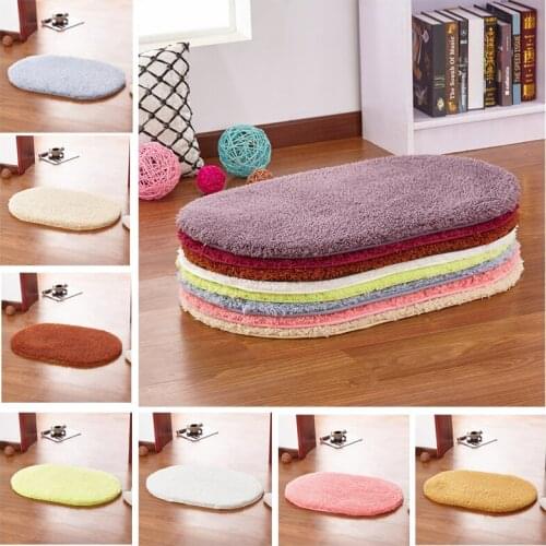 1PCS Oval Plush Floor Anti Slip Kitchen Carpets Soft South and North velvet cashmere blanket bedroom bedside table mat door rug
