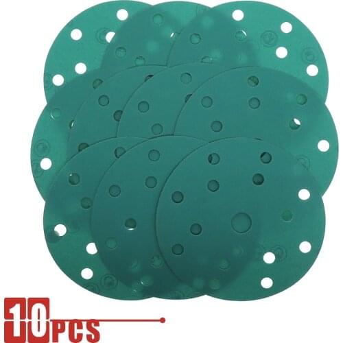 10Pcs 6 Inch 15 Holes 60 to 2000 Grits Hook and Loop PET Film Green Sandpaper Sanding Disc