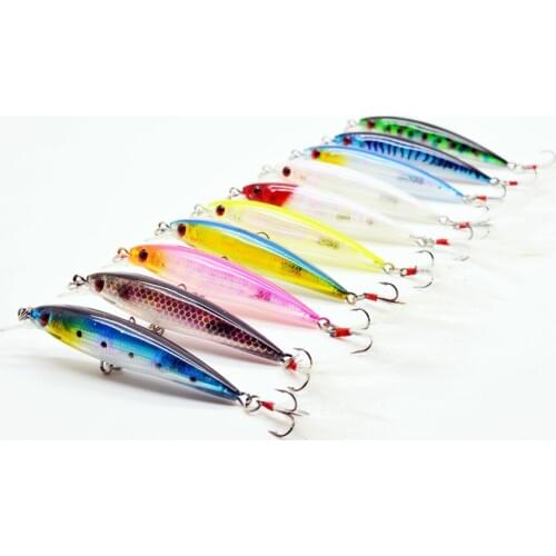 10 PCS Special offer lures Mino fishing bait with laser shot in feather hook fishing gear set full set