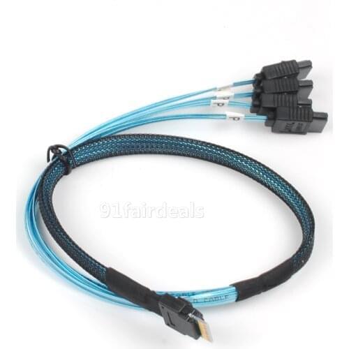 4Pcs/lot SAS 4.0 SFF-8654 4i 38pin Host to 4 SATA 7pin SATA Cable Target Hard Disk Mini-sas Cable 50CM