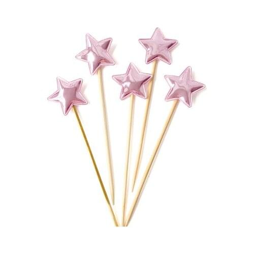 5 Pcs Cute Gold Blue Red Star Cake Topper For Birthday Cupcake Flag Party Wedding Decoration Supply