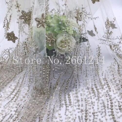 African Laces Bridal Tulle Fabric ac Embroidered French Lace Fabric With Beads and stones BZL-35260