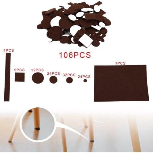Areyourshop 106Pcs Furniture Pads Chair Leg Floor Protectors Felt Pads Brown Grey