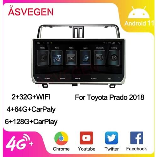 Asvegen Car Multimedia Player For Toyota Prado New 2018 With 12.3" Screen Quad Core Car GPS Navigation Stereo Radio