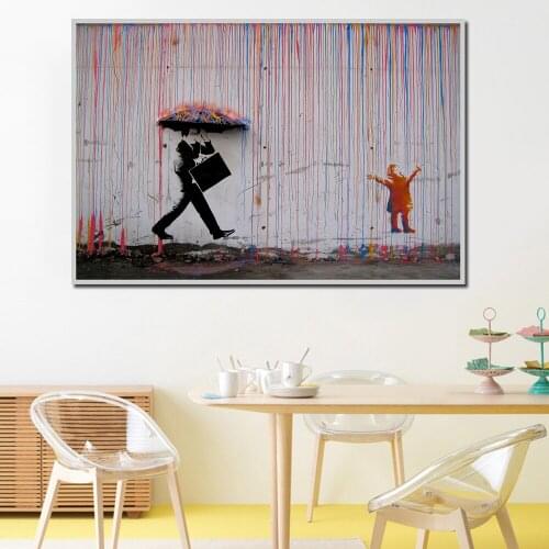 Banksy Colorful Rain Wall Canvas Art Painting Artwork Posters And Prints Wall Pictures For Home Decor No Frame