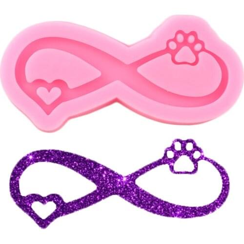 Shiny Glossy Love Ribbon Bears Paw Silicone Mold Epoxy Resin Keychain Molds Fashion Jewelry Pendant Clay Resin Mould