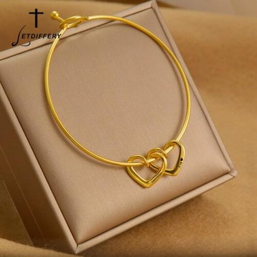 Letdiffery Custom Engrave Name Bracelet DIY Gold Color Heart Pendant Bangle Stainless Steel Mom Children Family Jewelry Gifts