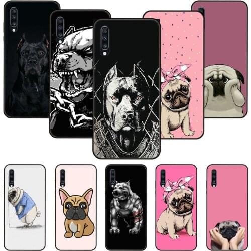Phone Case For Samsung Galaxy A 50 51 71 70 7 5 10 20 30 40 41 21 S E Black Cover Prime Luxury Funda Soft Animal Fierce Dog